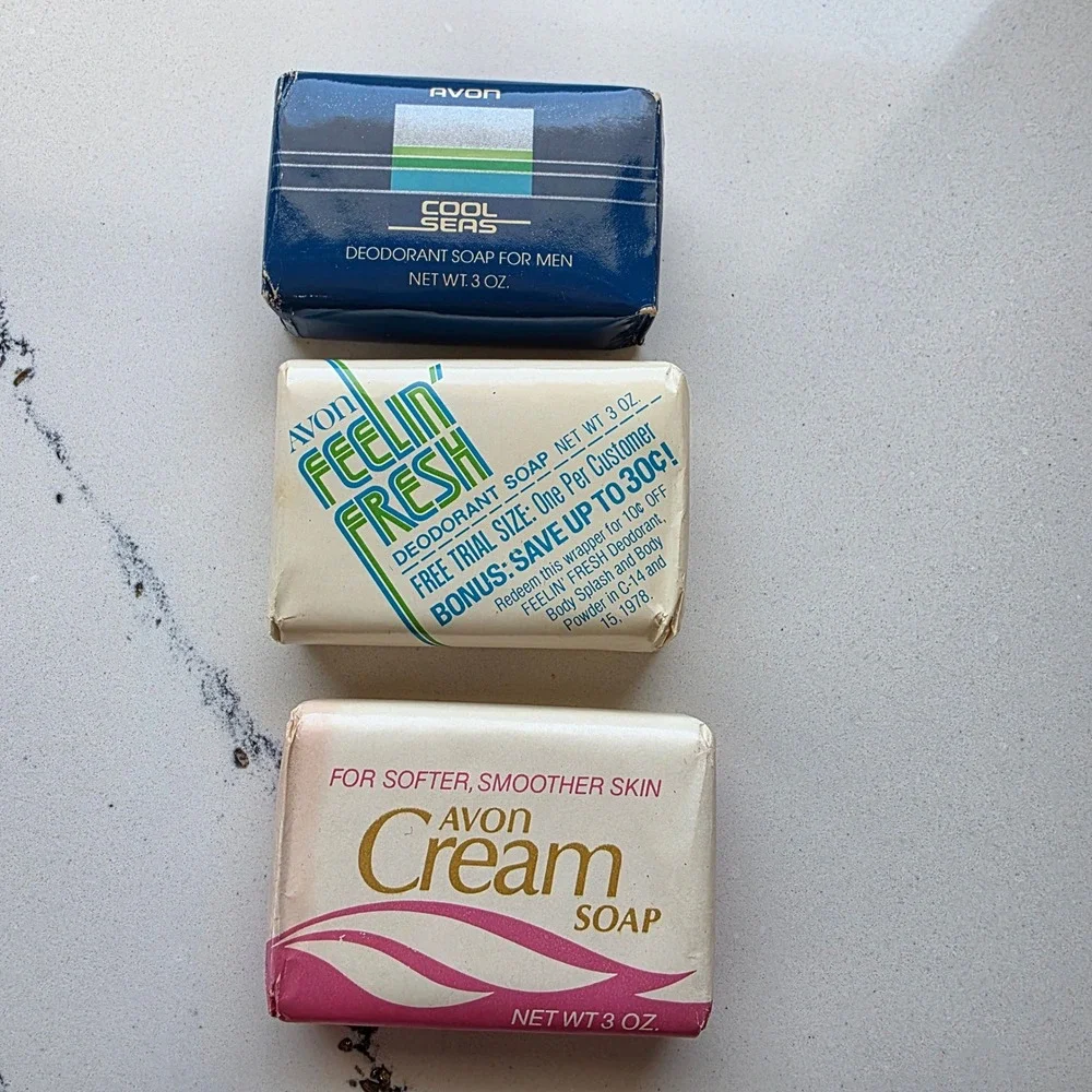 Avon‎ Unisex Soap Bar Lot Cool Seas Feelin Fresh Cream Vintage 3oz Bars Size 3oz
